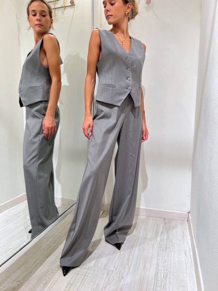 Shop Online Pantalone palazzo grigio con cintura HaveOne