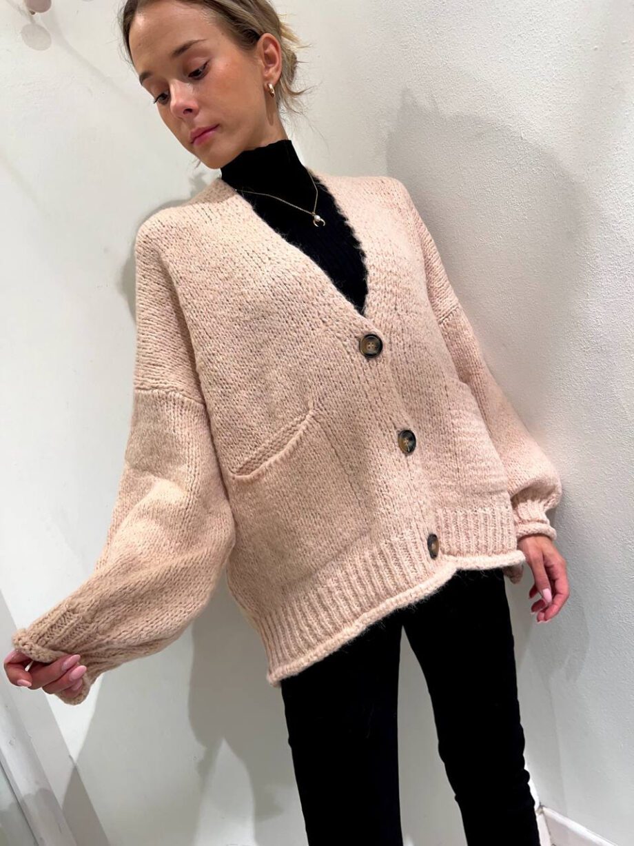 Shop Online Cardigan over in maglia rosa cipria HaveOne