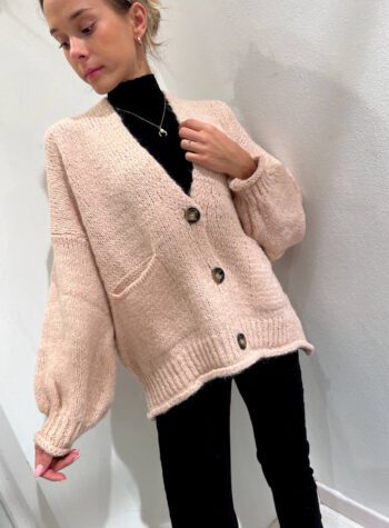 Shop Online Cardigan over in maglia rosa cipria HaveOne