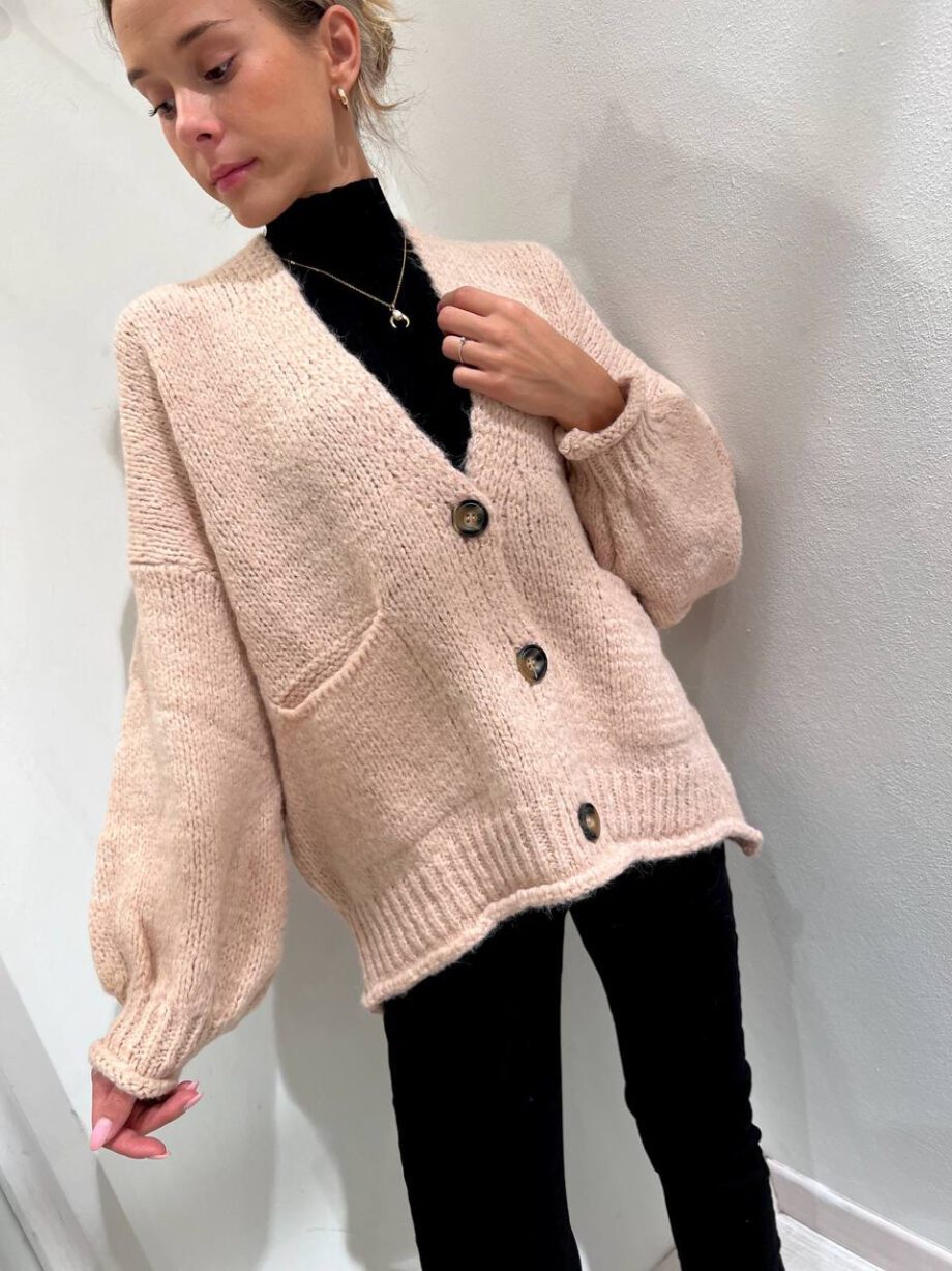 Shop Online Cardigan over in maglia rosa cipria HaveOne