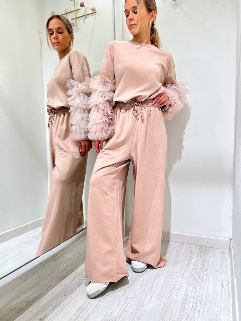 Shop Online Pantalone tuta palazzo rosa cipria Souvenir
