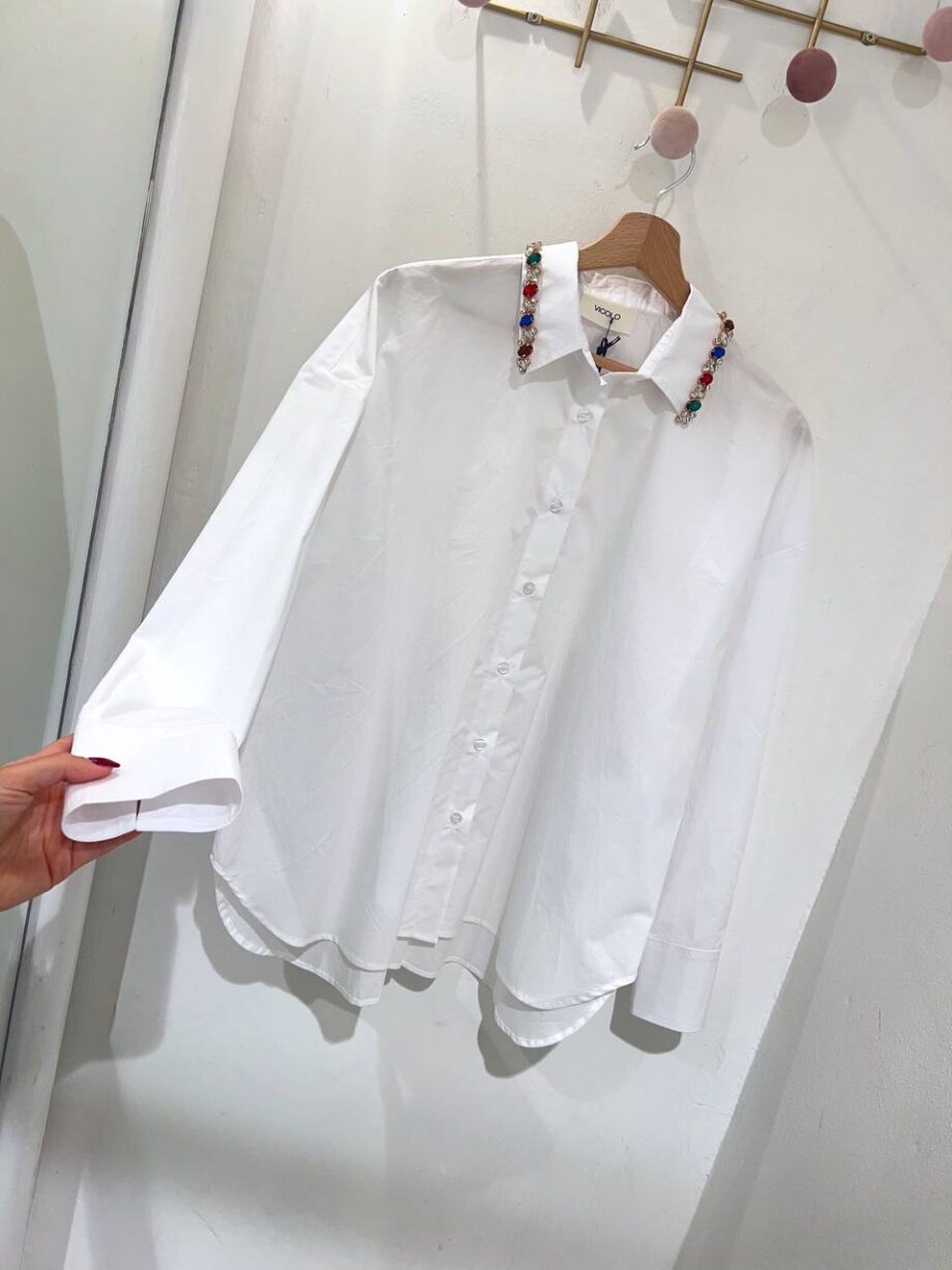Shop Online Camicia bianca colletto pietre colorate Vicolo