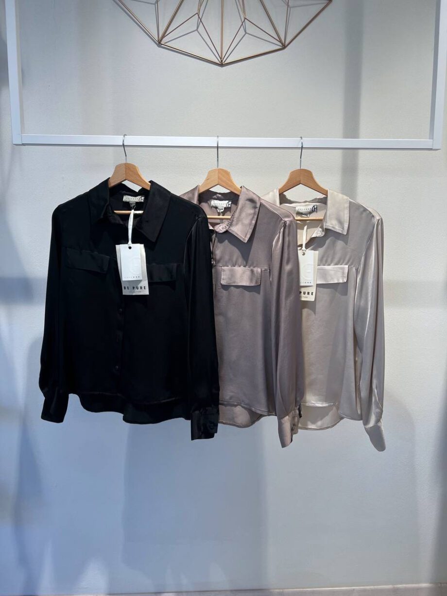 Shop Online Camicia nera in viscosa con patta HaveOne