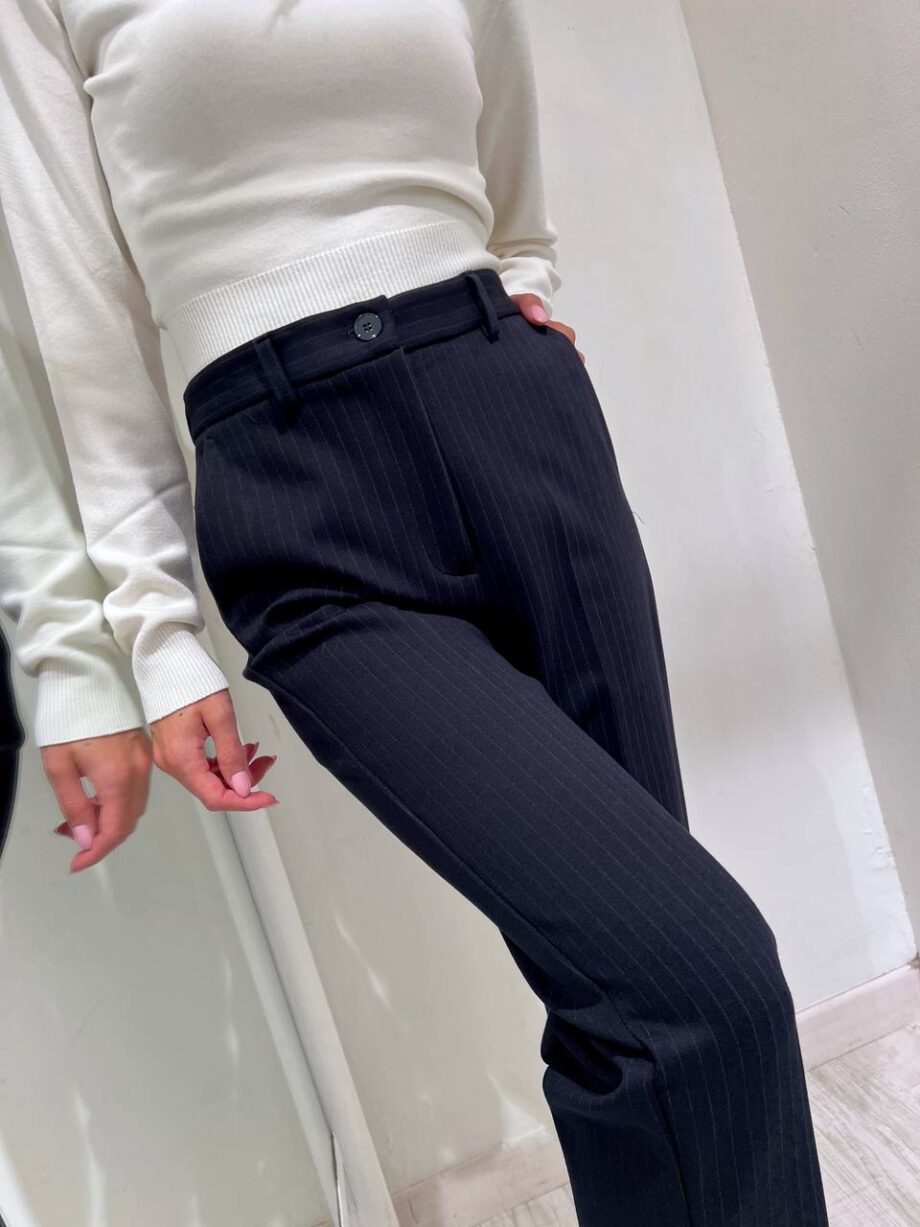 Shop Online Pantalone sigaretta a righe blu Vicolo