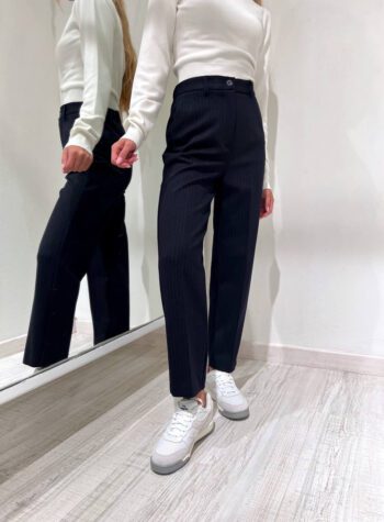 Shop Online Pantalone sigaretta a righe blu Vicolo