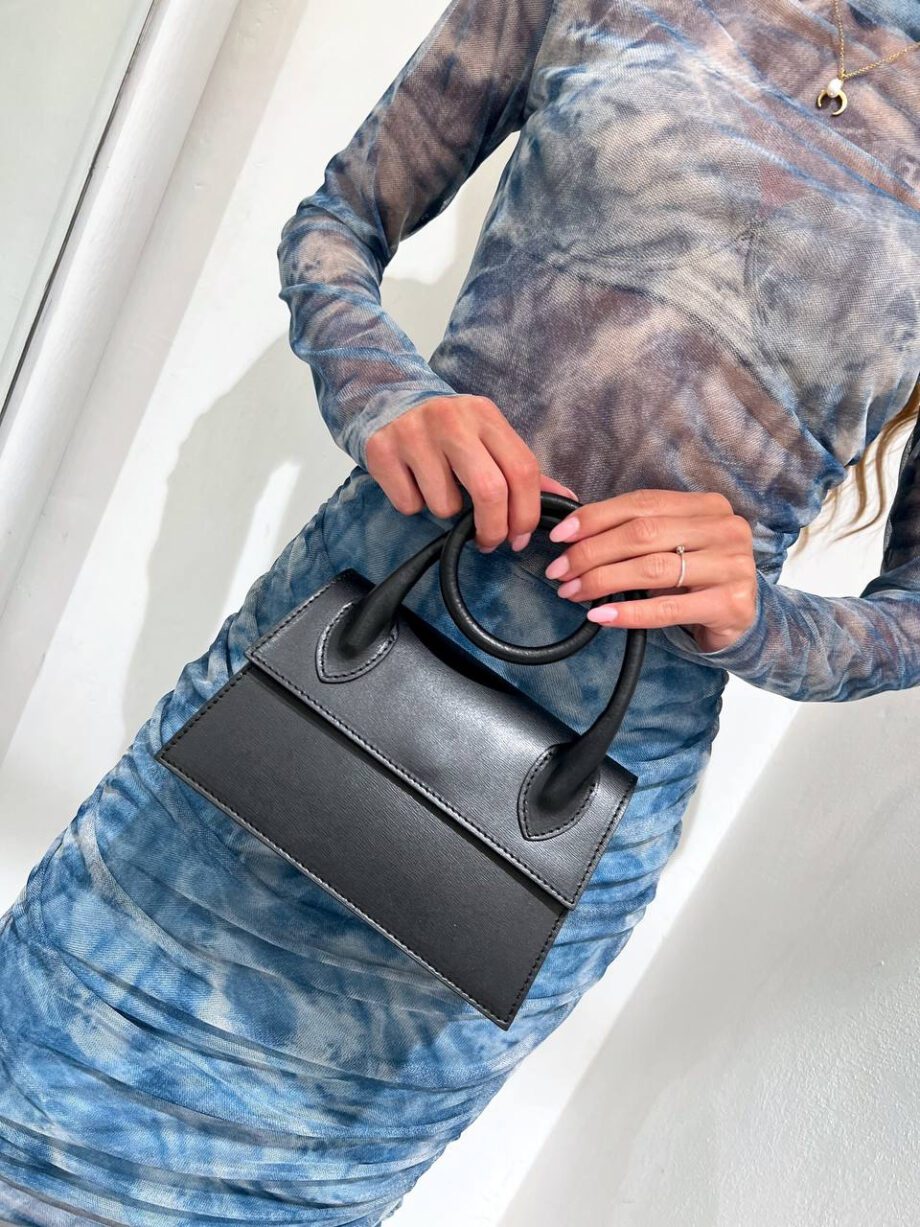 Shop Online Borsa mini a mano nera in pelle