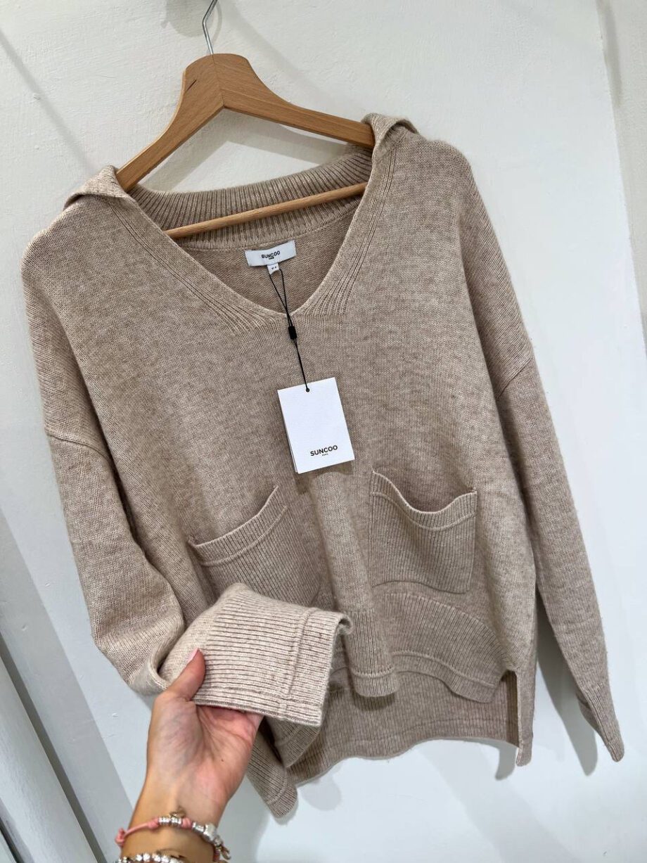 Shop Online Maglione beige mélange colletto Suncoo