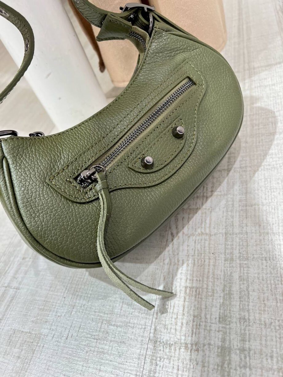 Shop Online Borsa a spalla mini luna verde militare in pelle