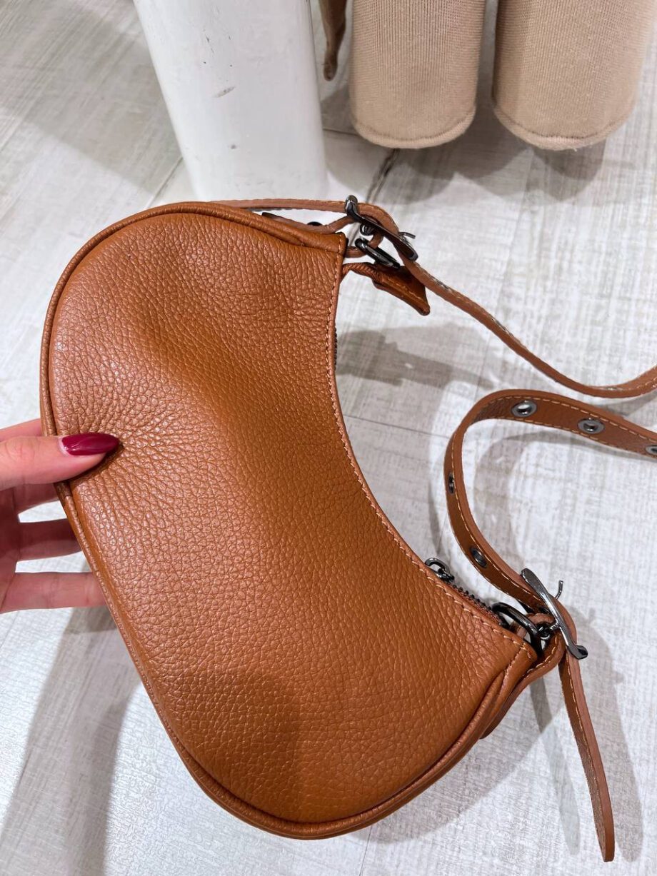 Shop Online Borsa a spalla mini luna cuoio in pelle