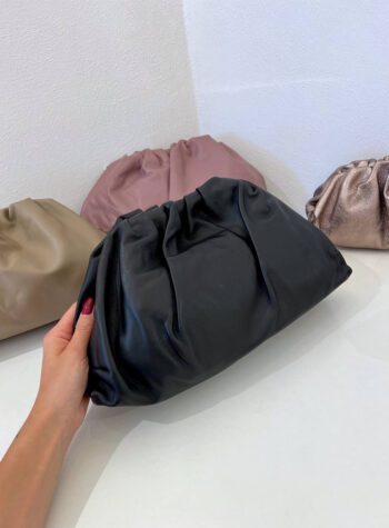 Shop Online Borsa maxi clutch nera in pelle