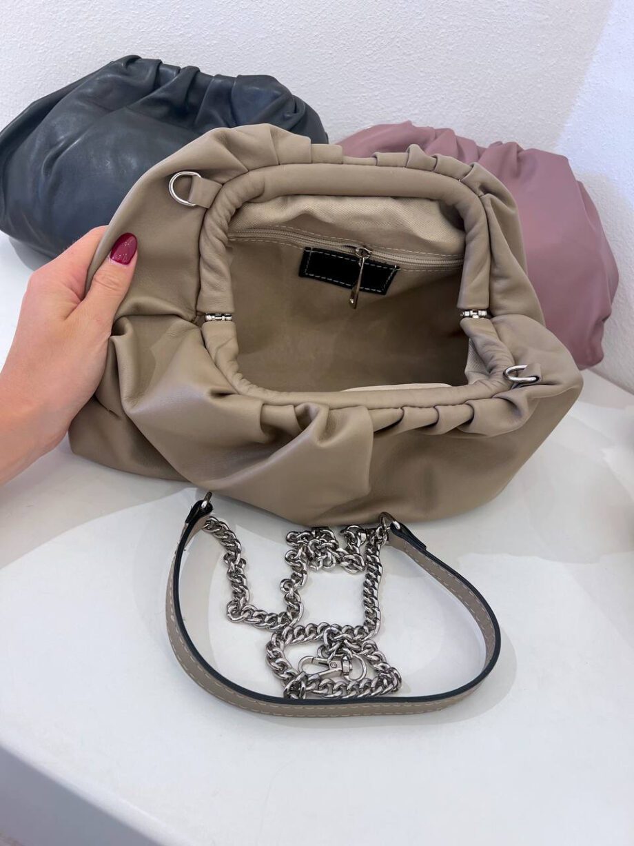 Shop Online Borsa maxi clutch beige in pelle