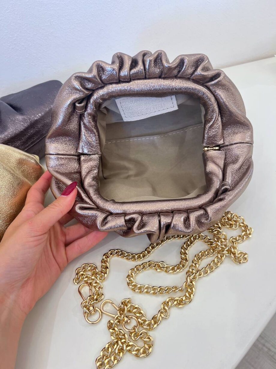 Shop Online Borsa mini clutch bronzo laminato in pelle