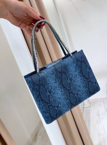 Shop Online Borsa Larimar mini croco blu con strass Twentyfourhaitch