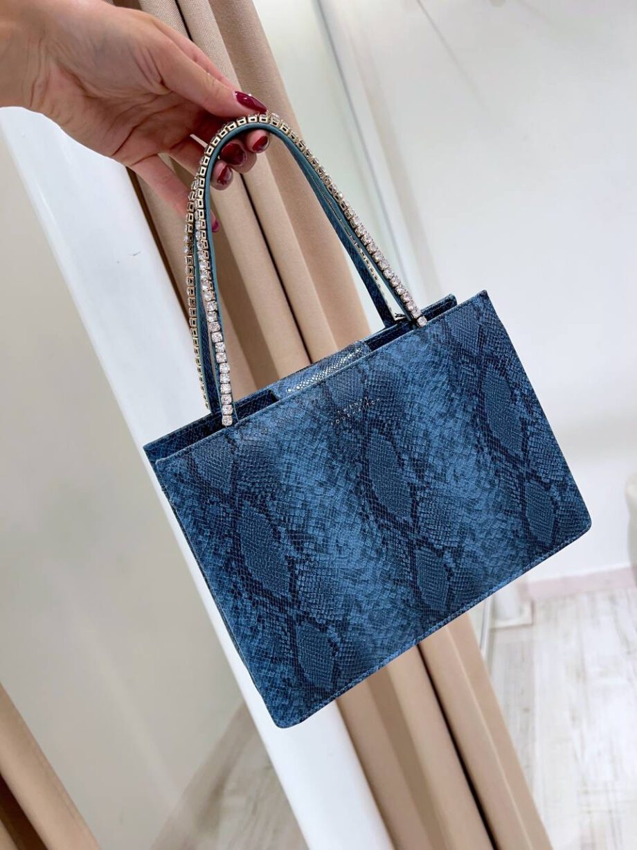 Shop Online Borsa Larimar mini croco blu con strass Twentyfourhaitch