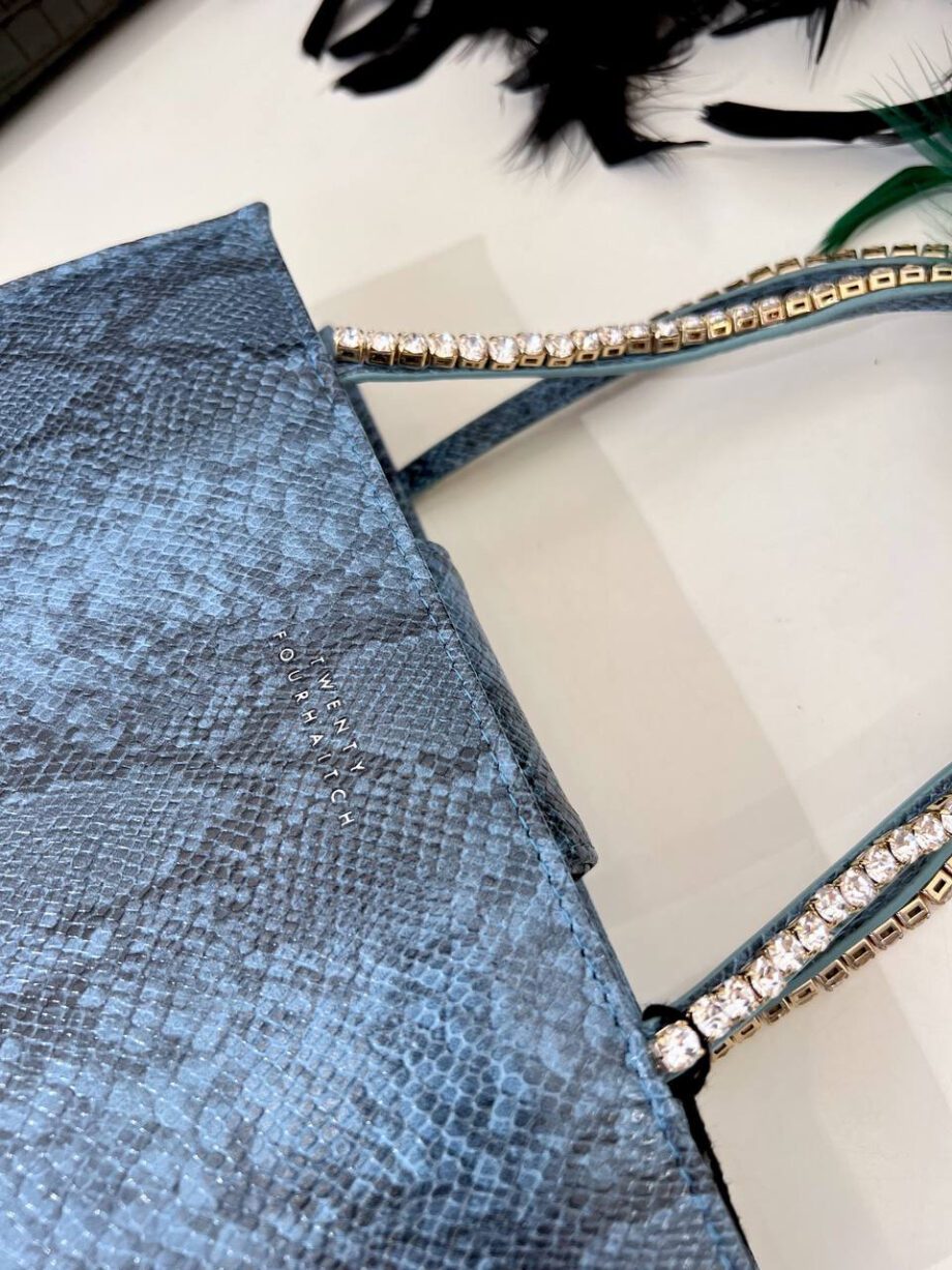 Shop Online Borsa Larimar mini croco blu con strass Twentyfourhaitch