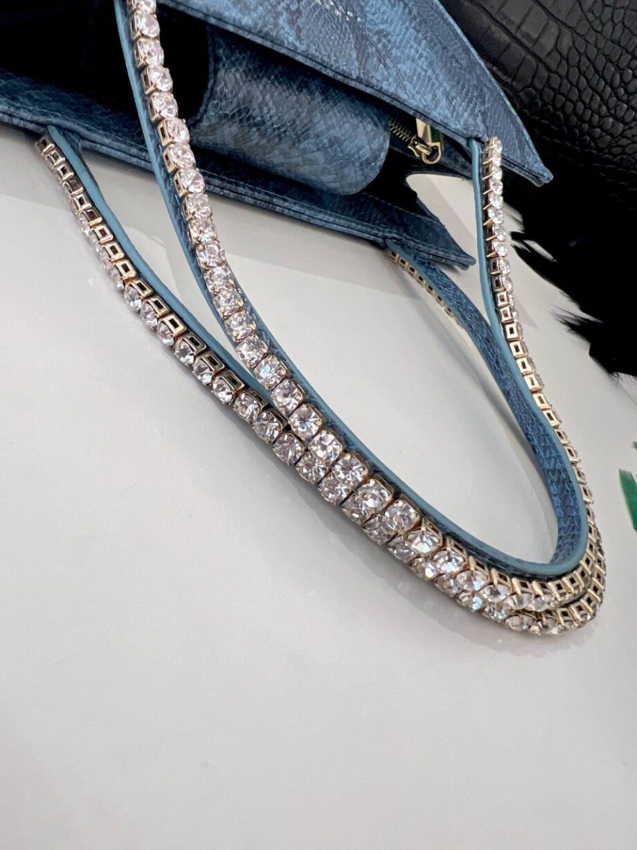 Shop Online Borsa Larimar mini croco blu con strass Twentyfourhaitch