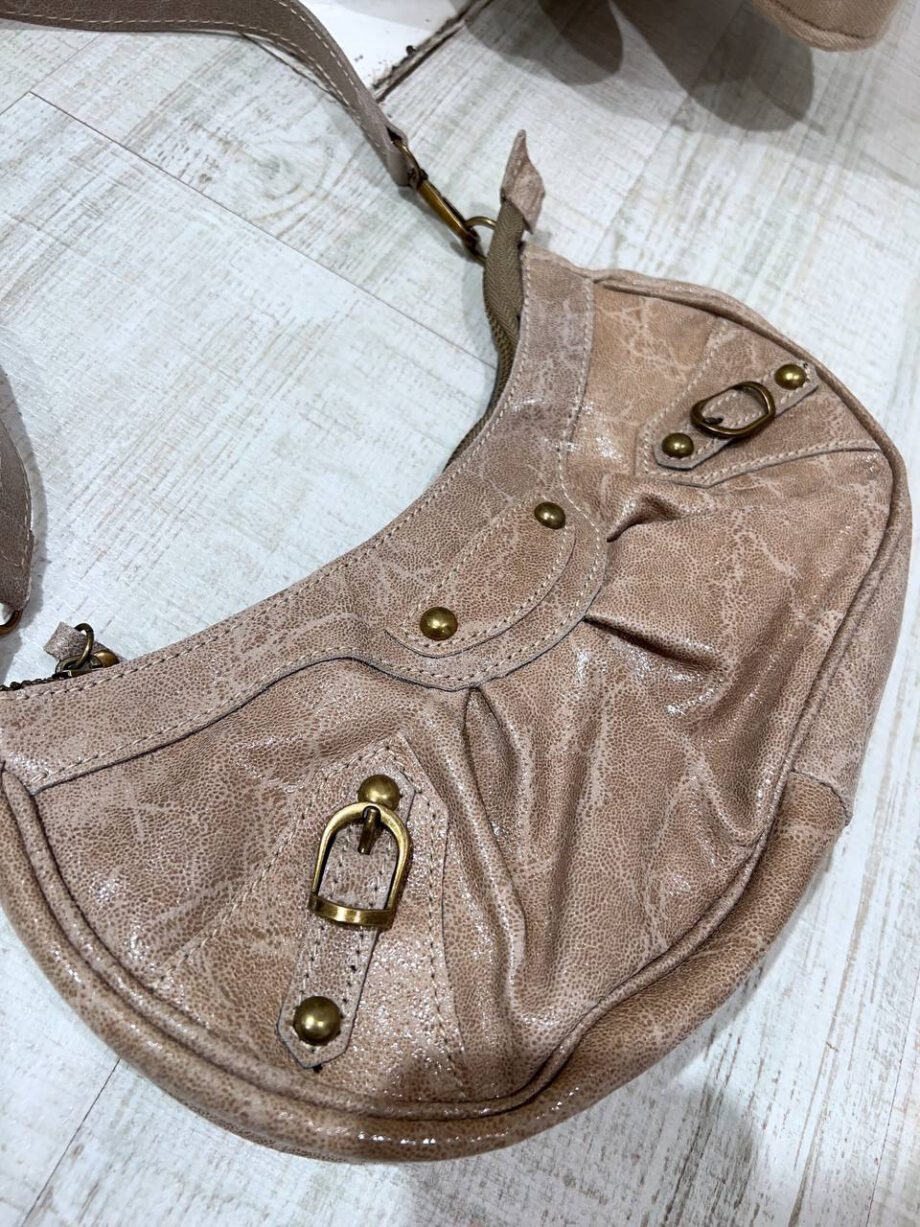 Shop Online Borsa a spalla luna beige vernice in pelle