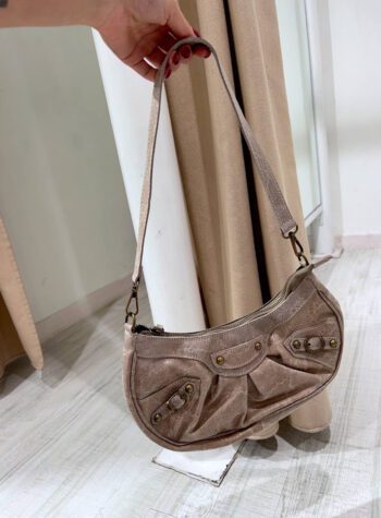 Shop Online Borsa a spalla luna beige vernice in pelle