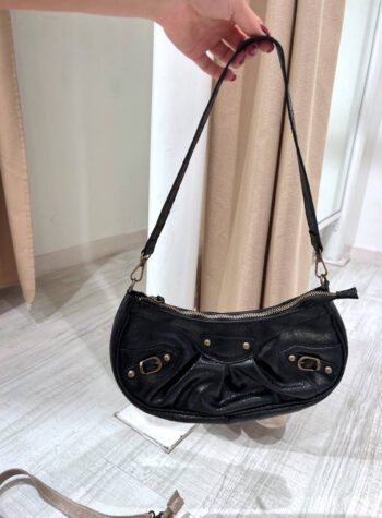 Shop Online Borsa a spalla luna nero vernice in pelle