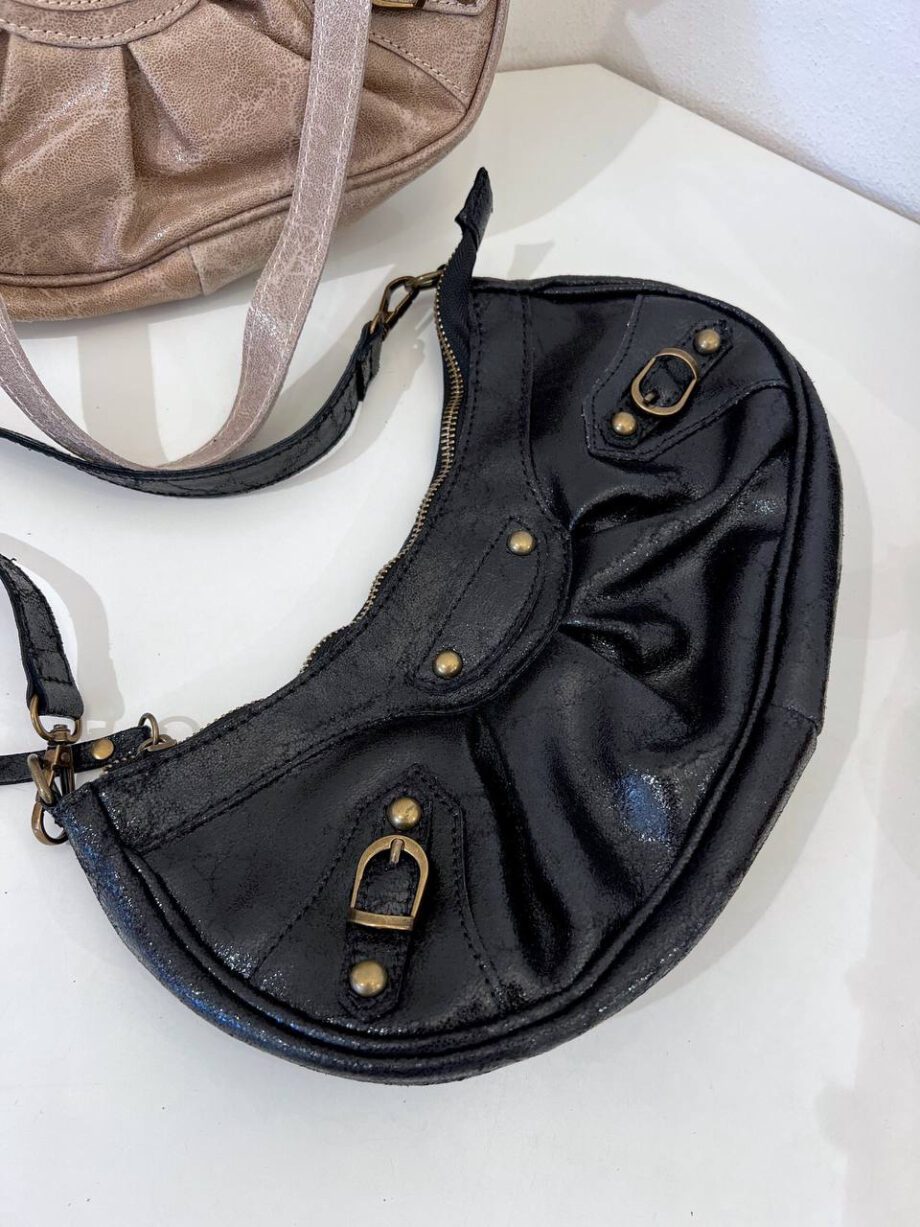 Shop Online Borsa a spalla luna nero vernice in pelle