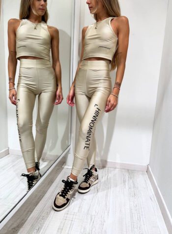 Shop Online Leggings sportivo beige in lycra Hinnominate