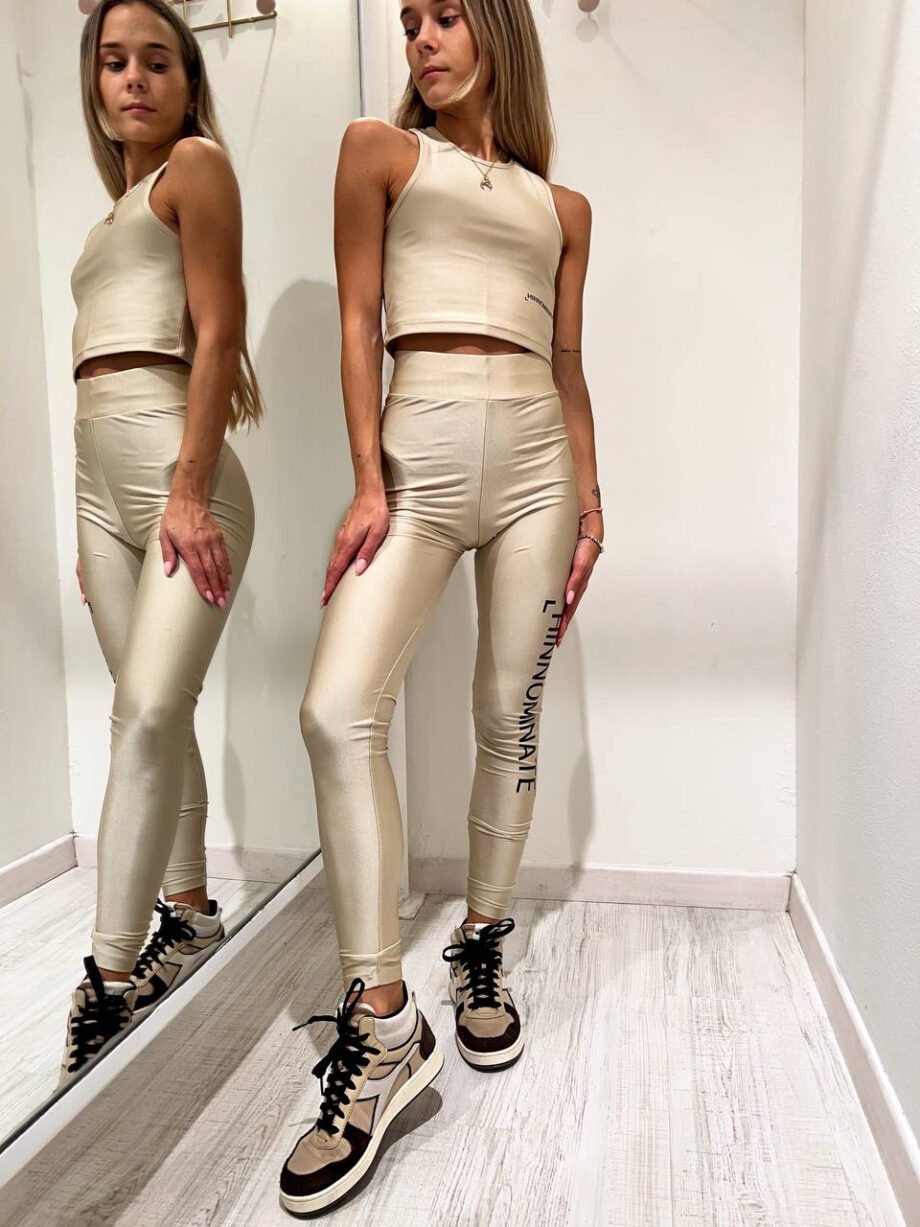 Shop Online Leggings sportivo beige in lycra Hinnominate