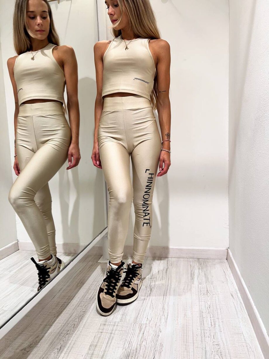 Shop Online Leggings sportivo beige in lycra Hinnominate