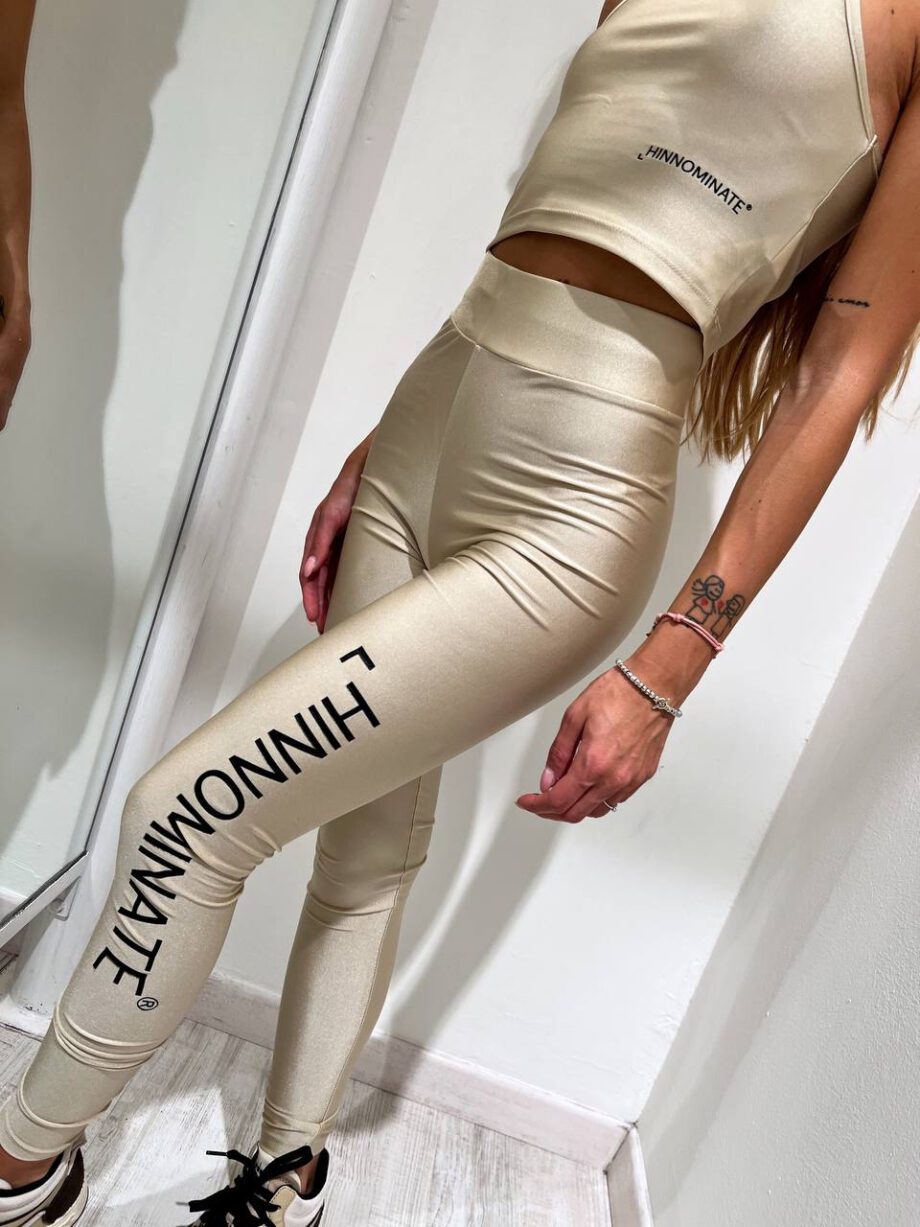 Shop Online Leggings sportivo beige in lycra Hinnominate