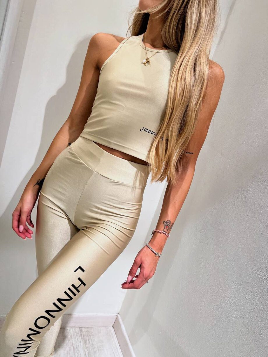 Shop Online Top sportivo beige in lycra Hinnominate