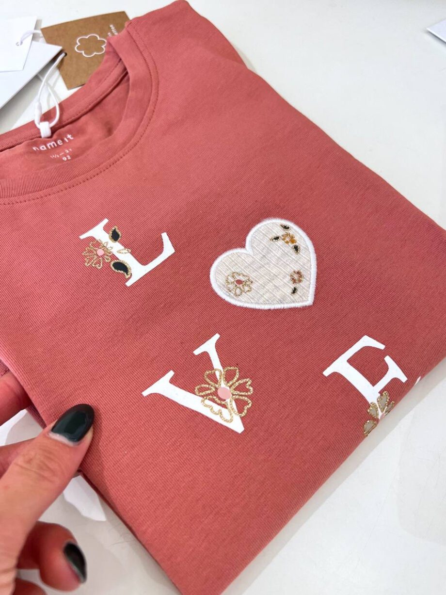 Shop Online Maglietta rosa antico "love" con patch Name It