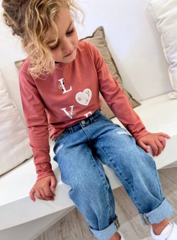 Shop Online Maglietta rosa antico "love" con patch Name It