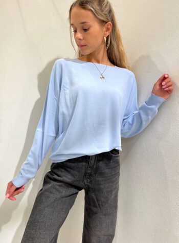 Shop Online Maglia azzurra girocollo in viscosa Kontatto