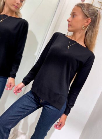 Shop Online Maglia nera con spacchetti in viscosa Kontatto