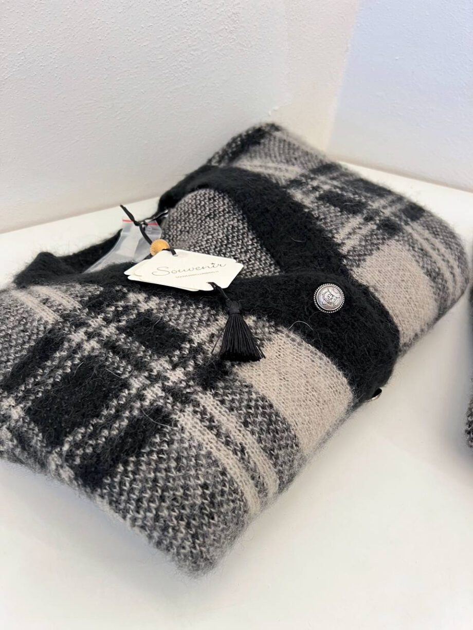 Shop Online Cardigan a quadri grigio e nero Souvenir