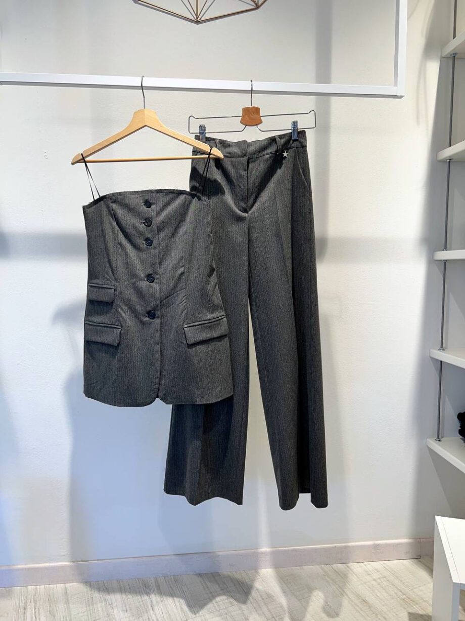 Shop Online Pantalone palazzo grigio gessato Souvenir