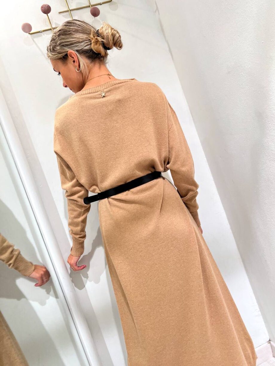 Shop Online Vestito lungo beige nocciola in cashmere Souvenir