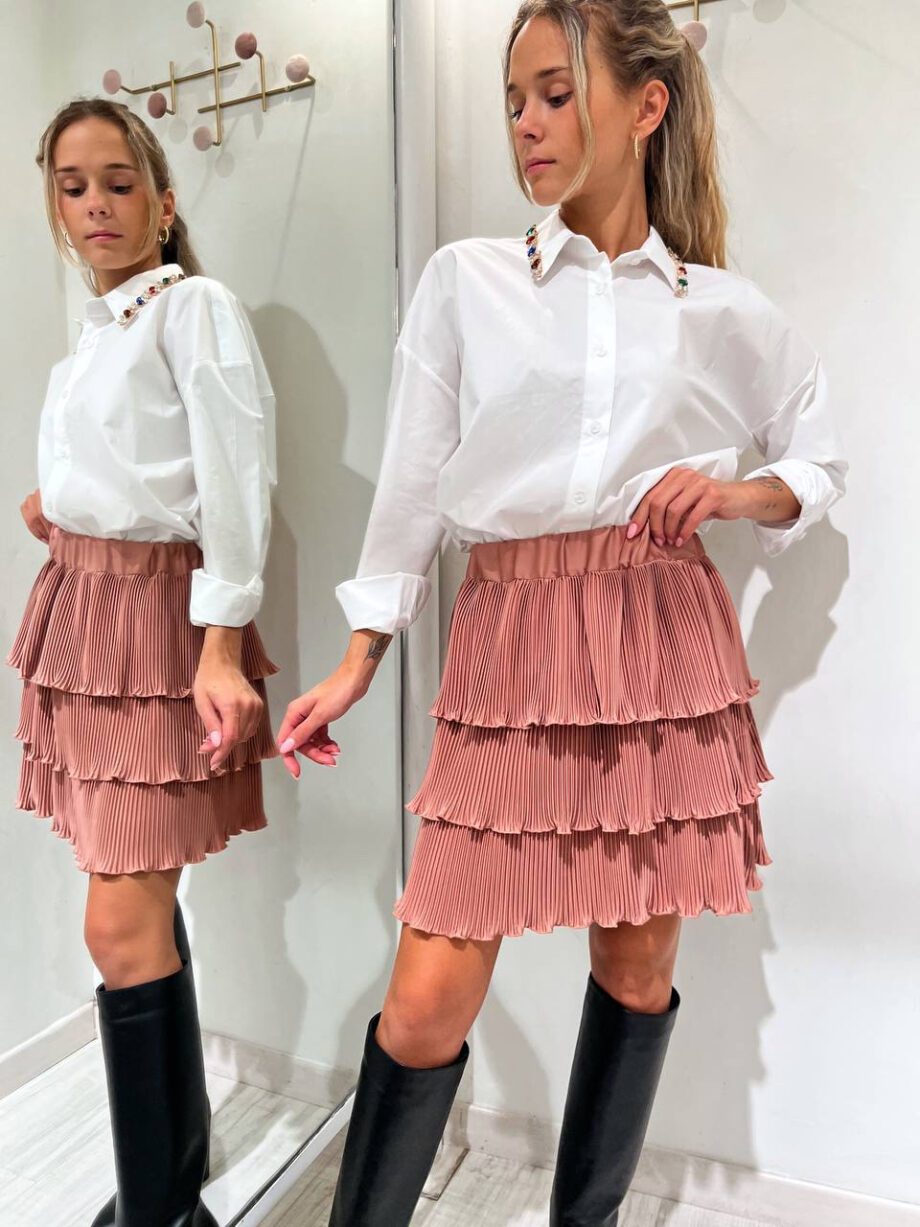 Shop Online Minigonna rosa a balze plissé Vicolo