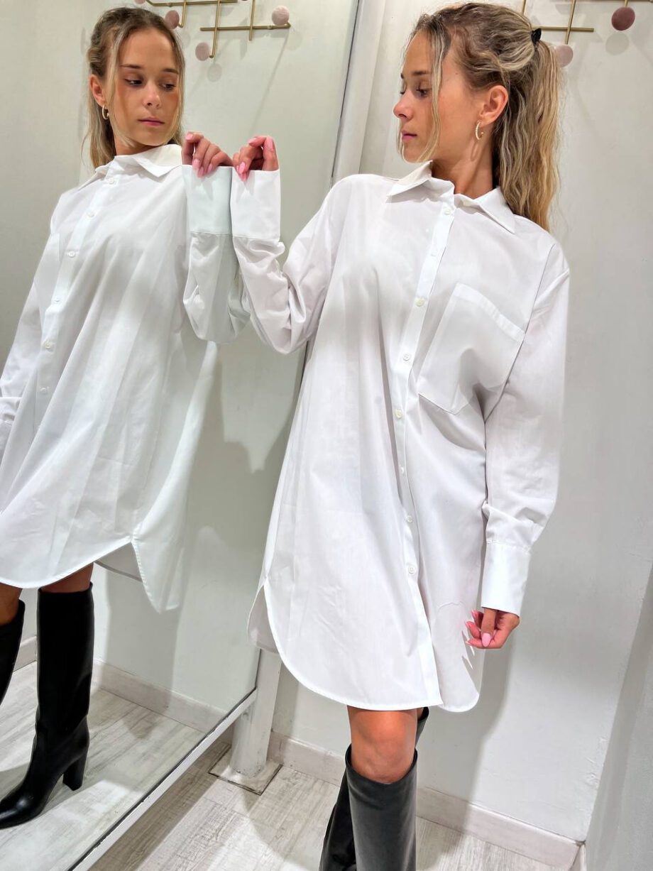 Shop Online Camicia oversize bianca in cotone Vicolo