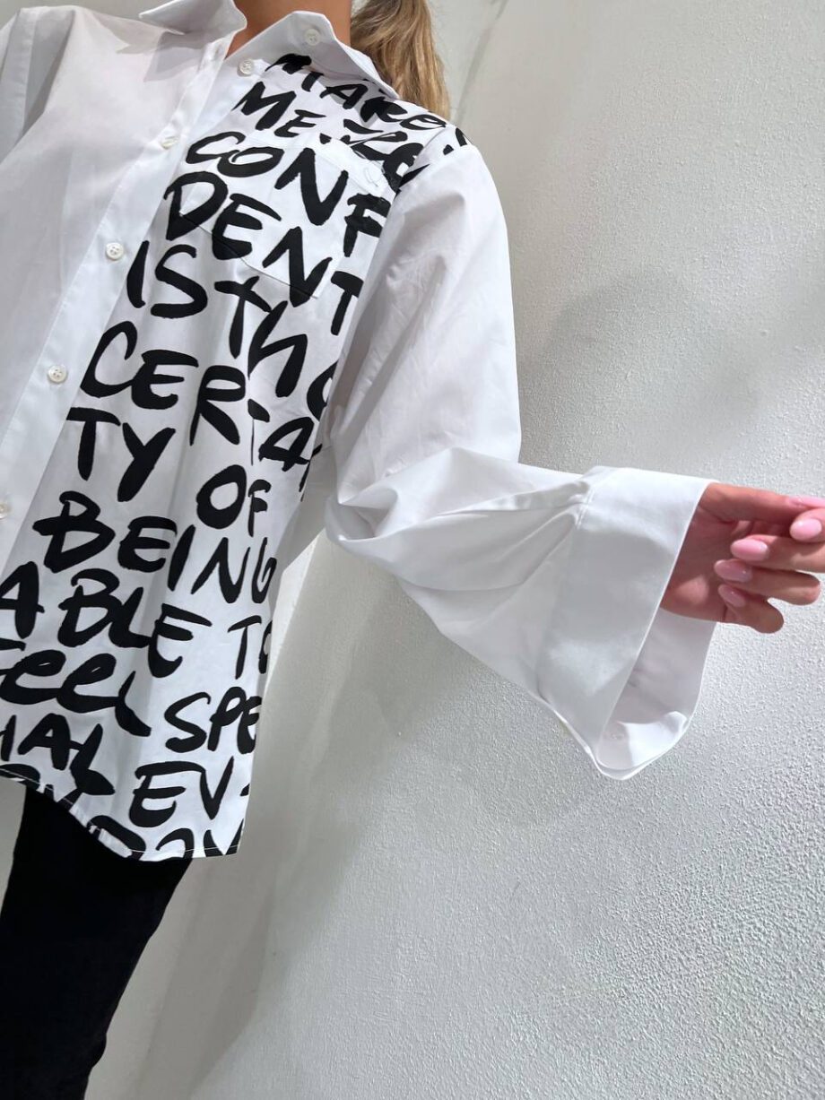 Shop Online Camicia bianca in cotone con scritte nere Vicolo