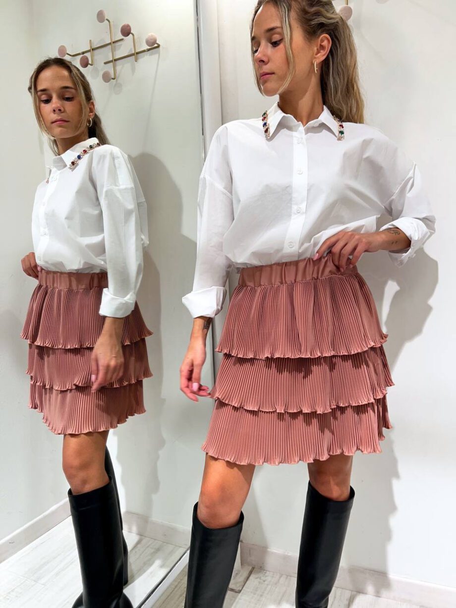 Shop Online Minigonna rosa a balze plissé Vicolo