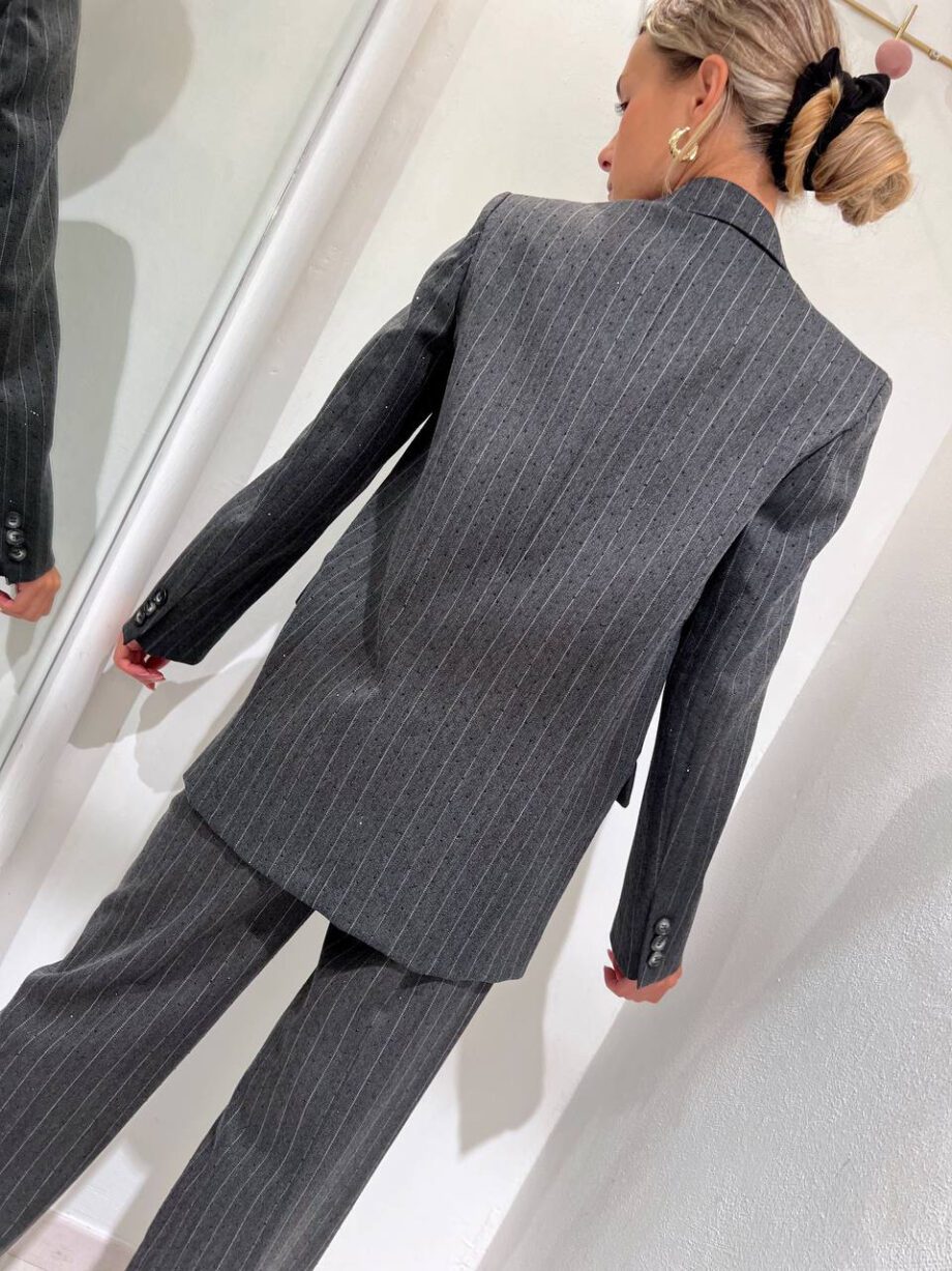 Shop Online Blazer doppiopetto grigio gessato con strass Vicolo