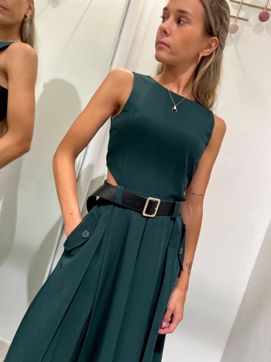 Shop Online Vestito lungo verde bottiglia cut out Vicolo