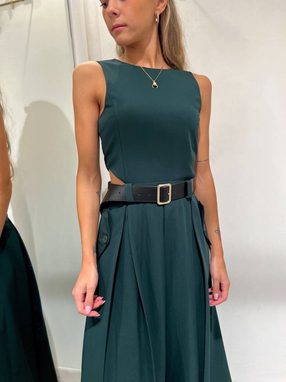 Shop Online Vestito lungo verde bottiglia cut out Vicolo