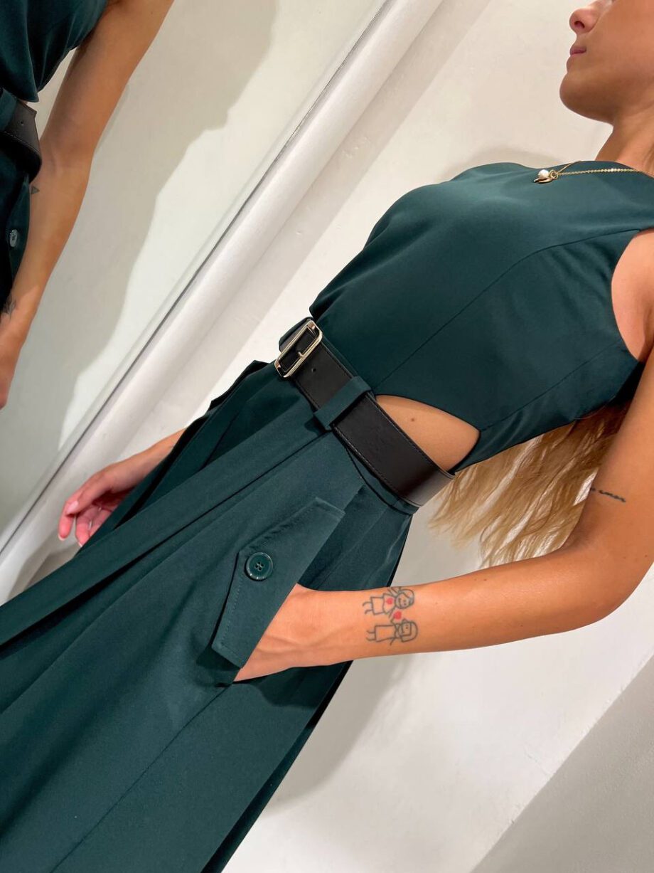 Shop Online Vestito lungo verde bottiglia cut out Vicolo