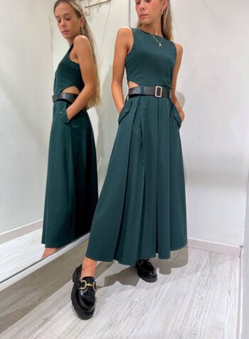 Shop Online Vestito lungo verde bottiglia cut out Vicolo