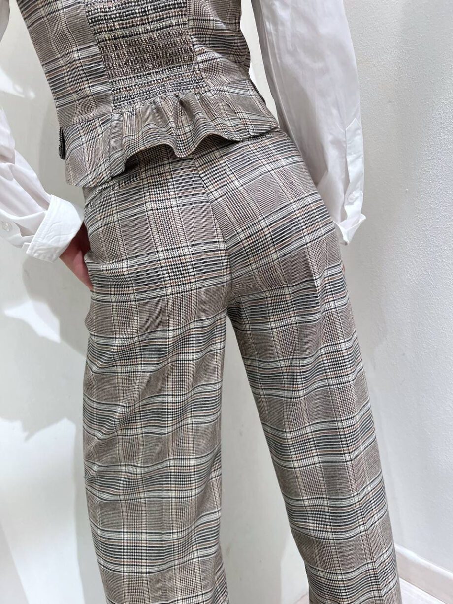 Shop Online Pantalone palazzo a quadri tortora Vicolo