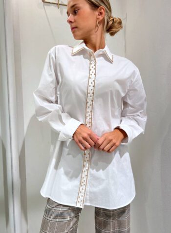 Shop Online Camicia bianca in cotone strass oro Vicolo
