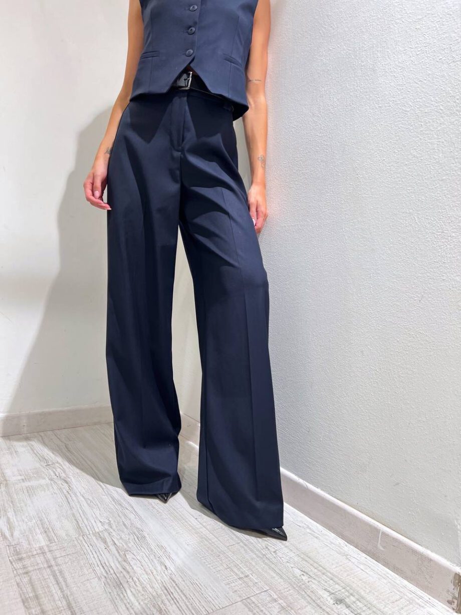 Shop Online Pantalone palazzo blu con cintura HaveOne