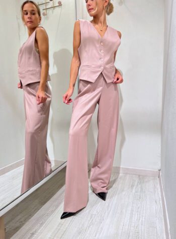 Shop Online Pantalone palazzo rosa cipria con cintura HaveOne