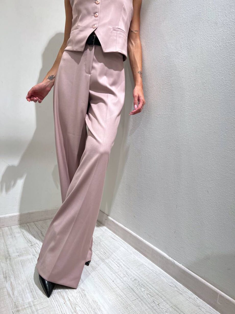 Shop Online Pantalone palazzo rosa cipria con cintura HaveOne